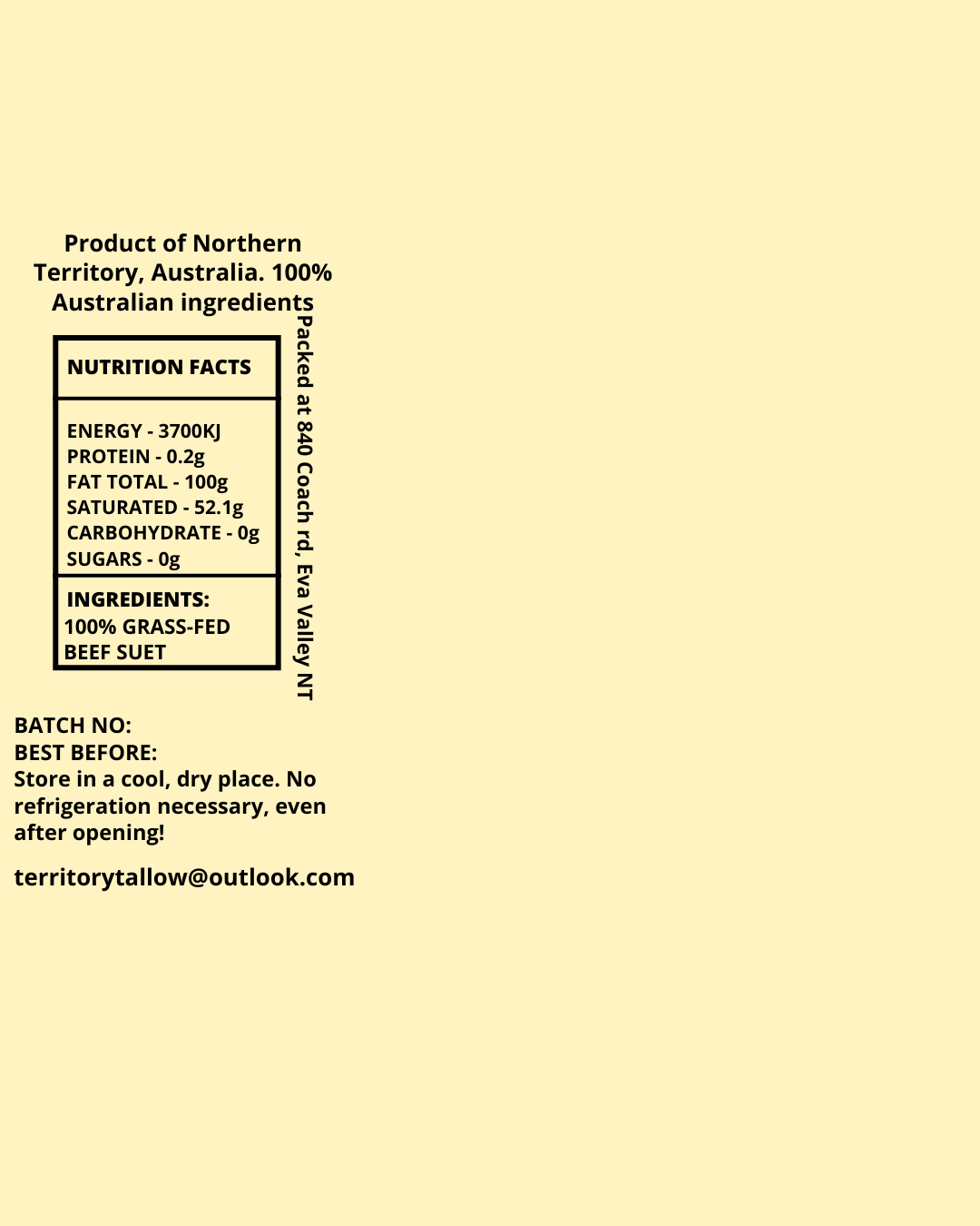 100% Pure grass-fed Tallow - 550ml