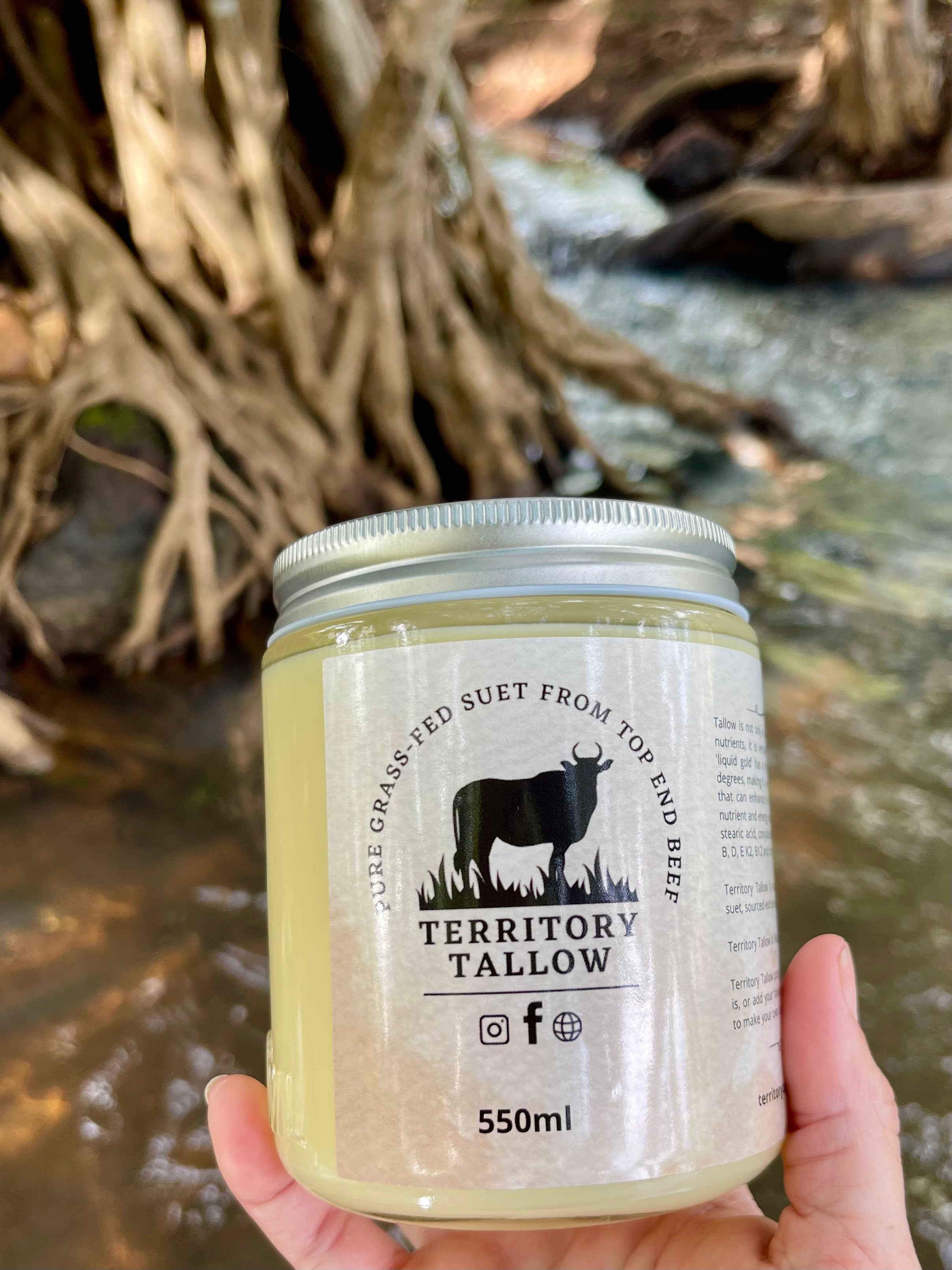 100% Pure grass-fed Tallow - 550ml – Territory Tallow