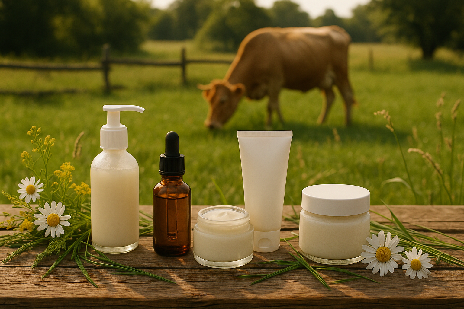 with a cow in the background